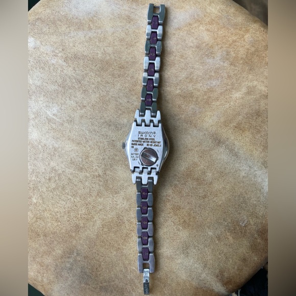 Swatch Irony Watch Purple Silver Dial Women’s Metallic Band - Picture 3 of 3